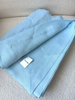 60x90 100% Pure Linen Tablecloth Sky Blue Machine Washable Solino Home
